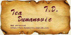 Tea Dumanović vizit kartica